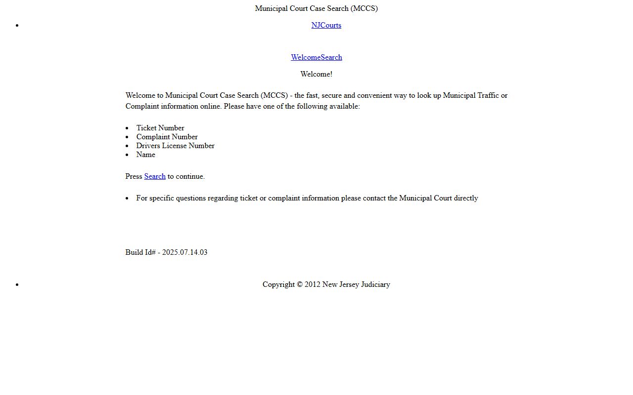 Ocean County municipal court case search portal for tickets and complaints