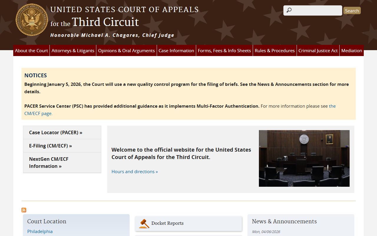 Ocean County federal appellate court records U.S. Court of Appeals Third Circuit site