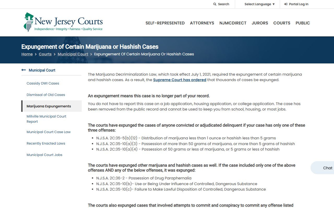 Ocean County criminal records NJ Courts expungement petition page
